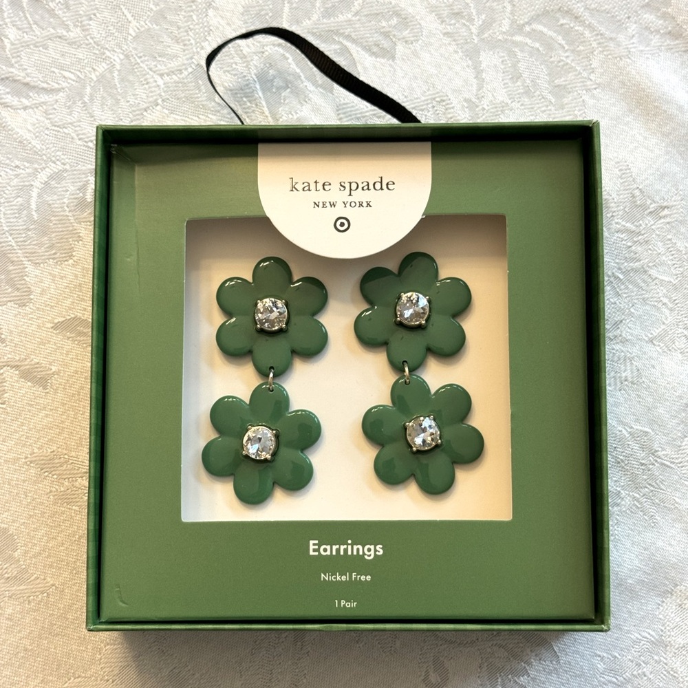 Kate Spade ♠️ Green Floral Earrings (Kate Spade NY x Target)